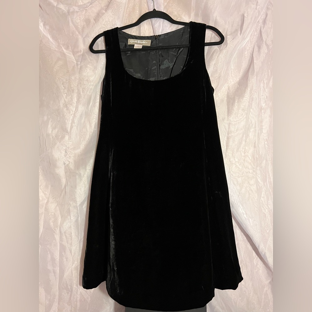 Black Velvet Skater Dress - Size 8